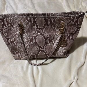 MICHAEL Michael Kors Tan Snake Print Tote